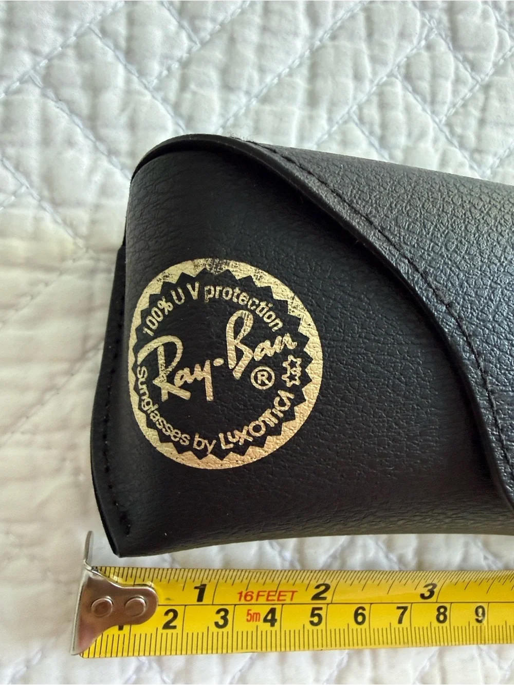 Ray-Ban Black Leather Sunglass Case with Gold Logo